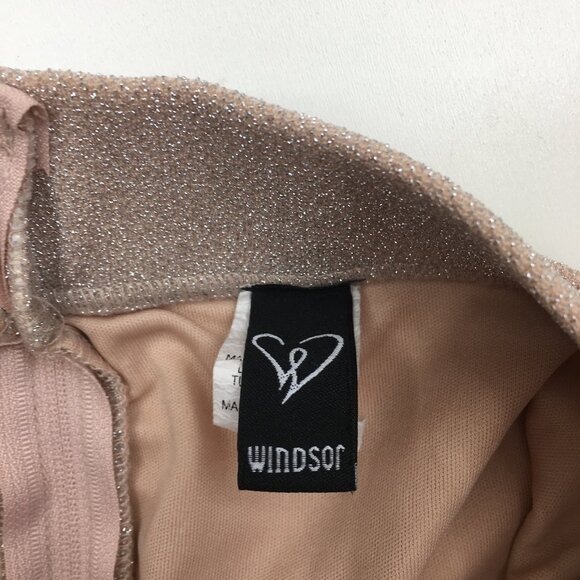 WINDSOR Light Mauve Pink Silver Glitter High Rise Waist Wide Flare Leg Pant - Picture 2 of 11